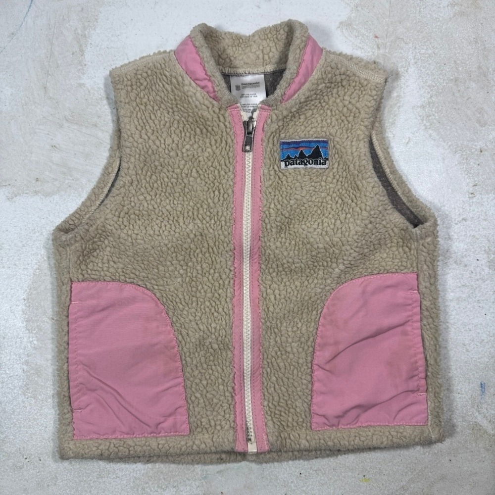 Patagonia Baby Retro-X Fleece Vest Tan Pink 24M